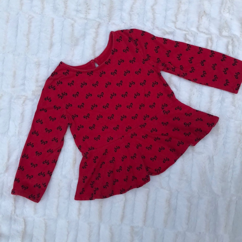 Baby GAP Girls Red Bow Peplum Top